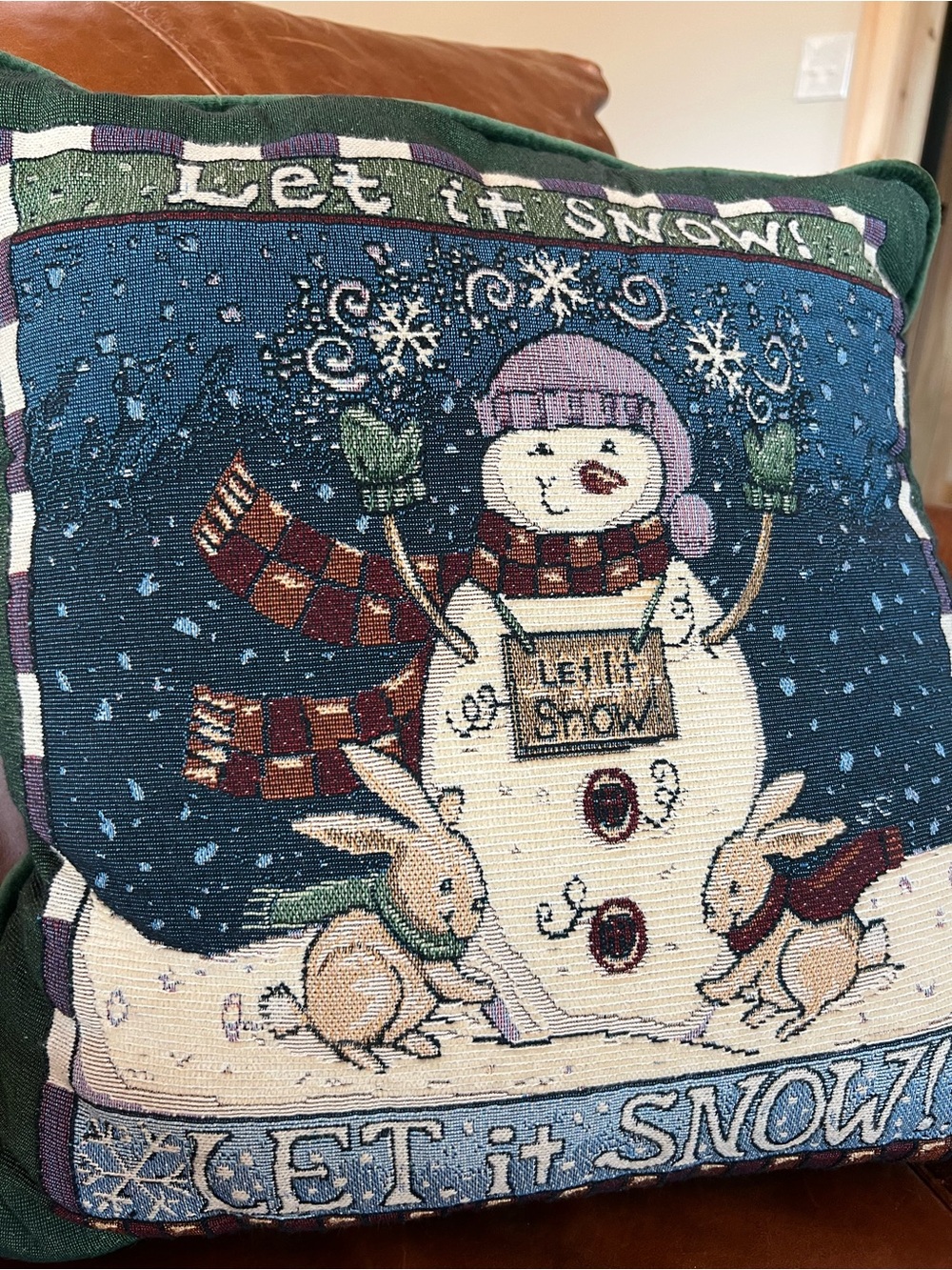 Let It Snow Snowman Decorative Throw Pillow Tapestry